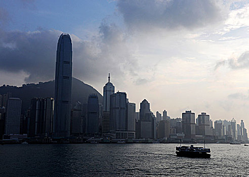 香港,天际线,船,亚洲