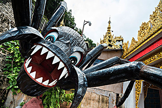 雕塑,巨大,蜘蛛,入口,宾德雅,洞穴,分开,掸邦,缅甸,亚洲