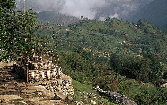 庙宇,山,尼泊尔