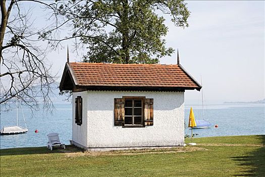 房子,湖,萨尔茨卡莫古特,上奥地利州