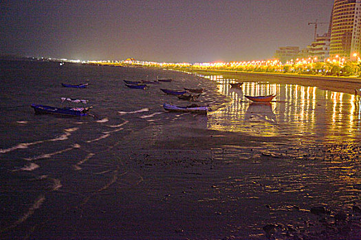 北海,金滩,银滩,礁石,沙滩,浴场,海水,海浪,风光,自然,夜景