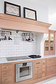 苍白,木质,厨房操作台,壁炉台,排风罩,高处,炊具