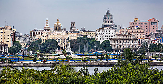 风景,堡垒,上方,历史名城,中心,哈瓦那,首都,古巴