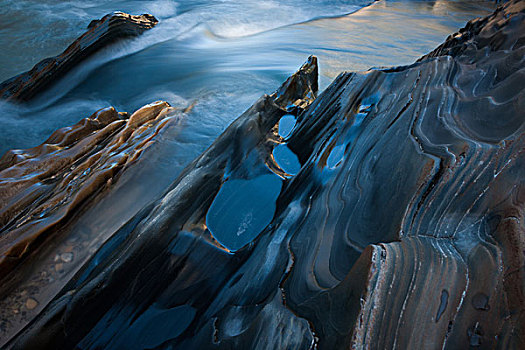 质地,石头,边缘,河流,碧玉国家公园,艾伯塔省,加拿大