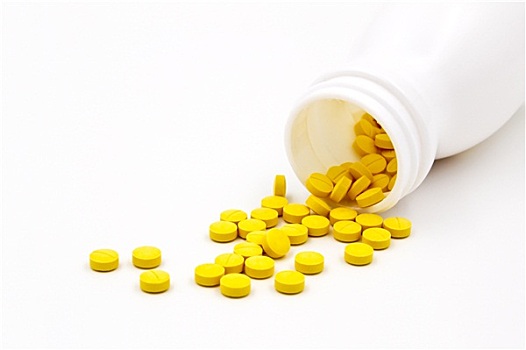 黄色,药丸,药瓶,白色背景,背景