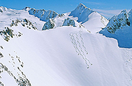 四个,滑雪者,制作,边远地区,不列颠哥伦比亚省,加拿大
