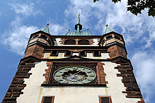 特写,大门,塔,13世纪,钟表,德国,欧洲
