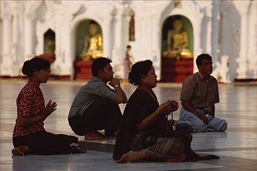 缅甸,仰光,祈祷,瑞光大金塔