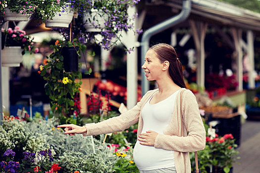 孕妇,选择,花,街边市场
