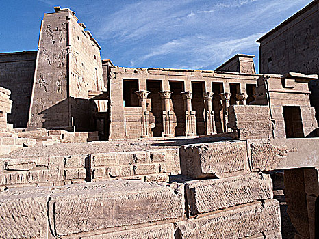 西部,柱廊,寺庙,伊希斯,菲莱岛,埃及