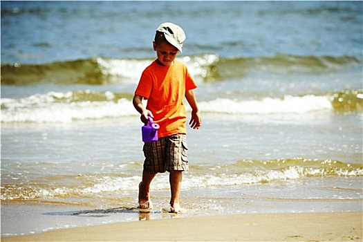男孩,玩,玩具,海滩