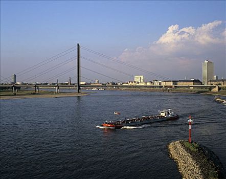 全景,莱茵河,河,桥,历史,城镇中心,北莱茵威斯特伐利亚,德国,欧洲