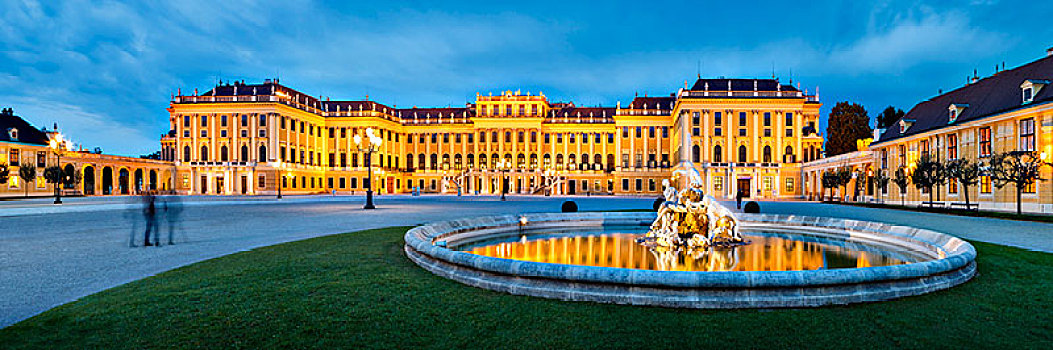 全景,前院,宫殿,维也纳,蓝色,钟点