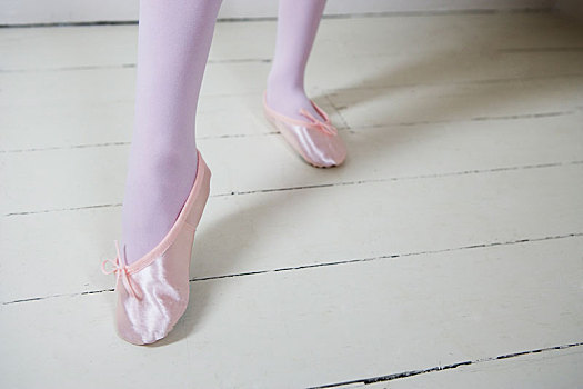 特写,女孩,芭蕾舞鞋