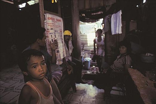 孩子,人,小屋,废物处理,场所,贫民窟,马尼拉,菲律宾,亚洲