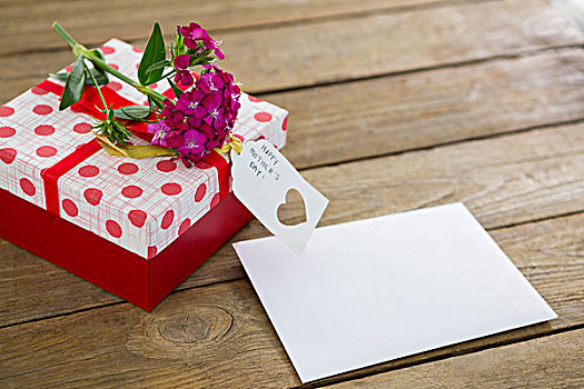礼盒,高兴,母亲节,标签,粉花,厚木板
