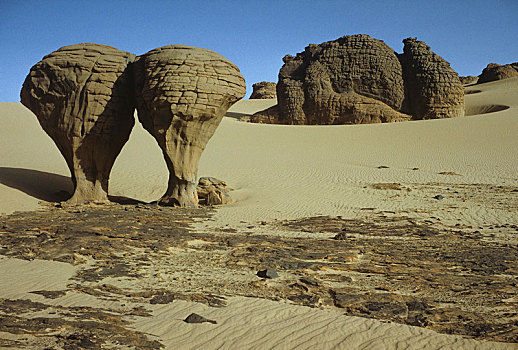雕塑,沙子,风景,阿尔及利亚,撒哈拉沙漠