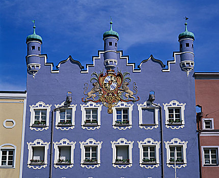 市政厅,建筑,巴伐利亚,纹章,上巴伐利亚,德国,欧洲