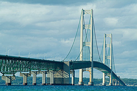 吊桥,连接,半岛,密歇根,美国