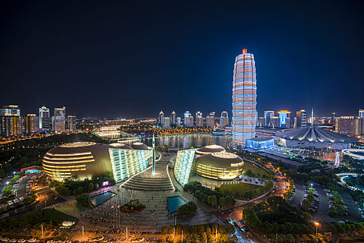 河南省郑州市中央商务区cbd夜景