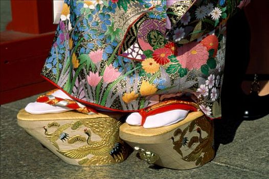 传统,木鞋,木屐,和服,特写,东京,本州,日本