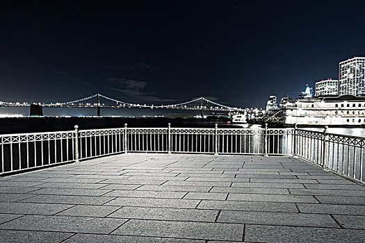 空,地面,悬挂,上方,水,旧金山,夜晚