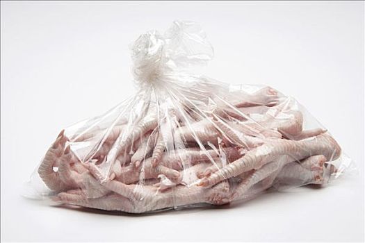 生食,鸡肉,脚,塑料袋
