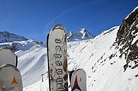 奥地利,提洛尔,冰河,举起,滑雪,区域,冬天
