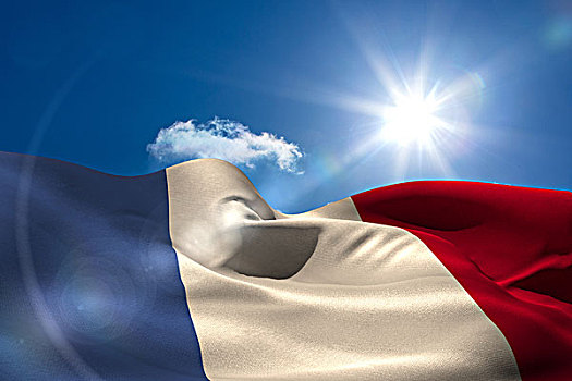 法国,国旗,晴朗,天空