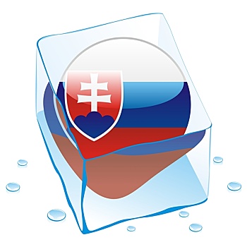 斯洛伐克,旗帜,冰冻,冰块