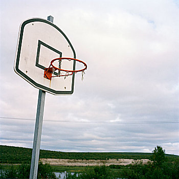 破损,篮球,篮筐,风景,北方,瑞典