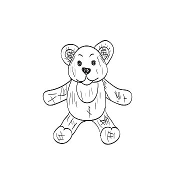 泰迪熊,素描,绘画,白色背景