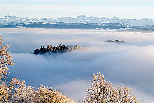 云,山,靠近,苏黎世,全景,瑞士,阿尔卑斯山,欧洲
