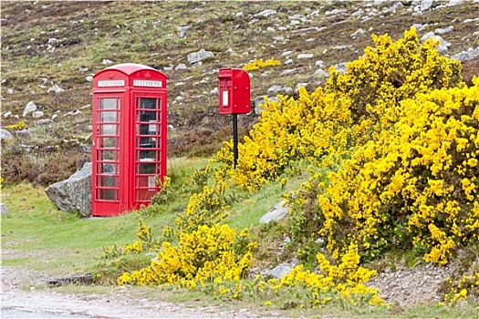 电话亭,邮箱,靠近,苏格兰