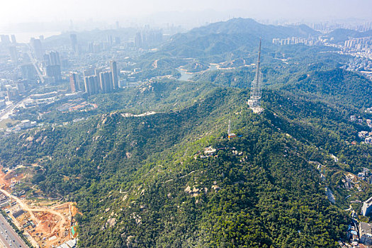 航拍广东珠海香洲区城区风光