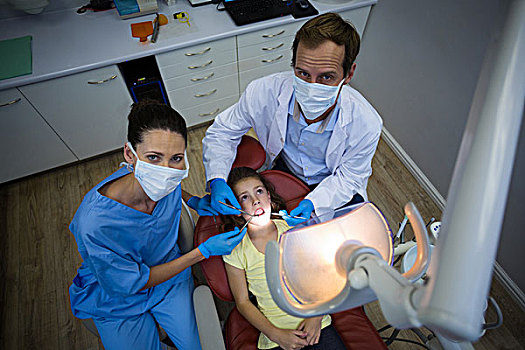 牙医,检查,孩子,病人,工具,牙科诊所,头像