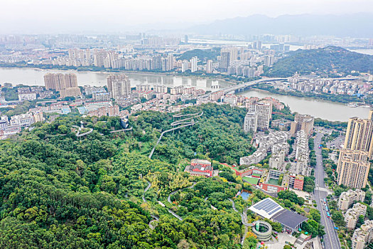 航拍福州福道,福州城市森林步道,金牛山公园西侧段