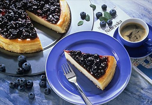 块,蓝莓蛋糕,盘子,蛋糕,切削