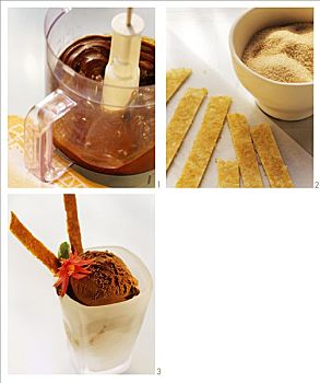 制作,巧克力冰淇淋,甜,玉米饼,棍