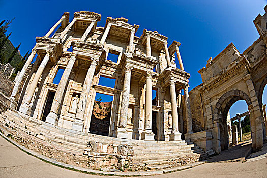 塞尔萨斯图书馆,以弗所,土耳其,古老,罗马式,遗址