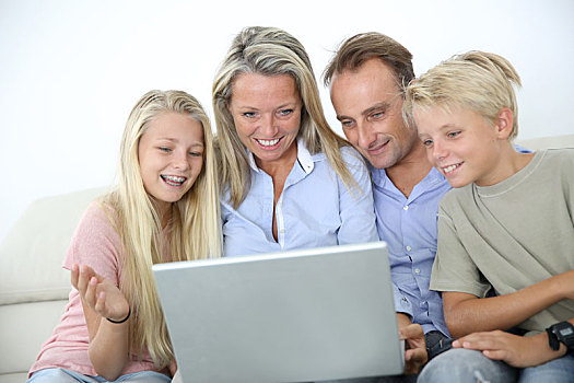 家庭,联系,互联网,笔记本电脑