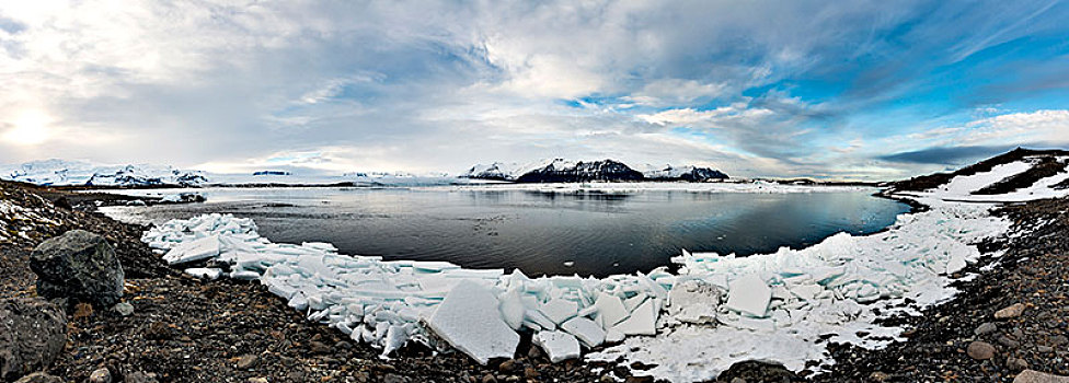 浮冰,边缘,冰河,泻湖,杰古沙龙湖,结冰,湖,南方,瓦特纳冰川,东南部,冰岛