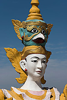 神,雕塑,晒黑,塔,孟邦,缅甸,亚洲