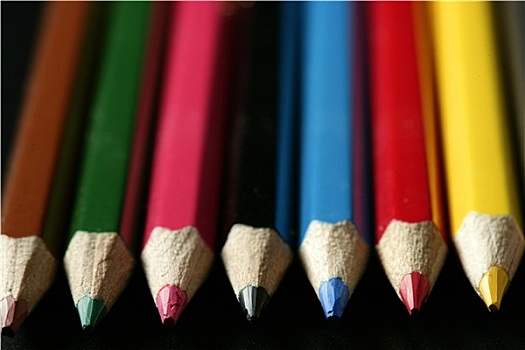 彩色,笔,鲜艳,上方,黑色
