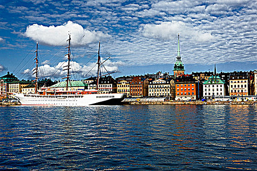 帆船,港口,湖,斯德哥尔摩,瑞典