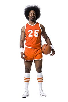 篮球手,非洲式发型,橙色,制服