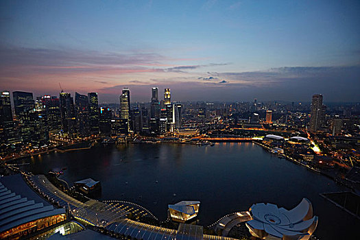 新加坡,城市,港口,夜晚