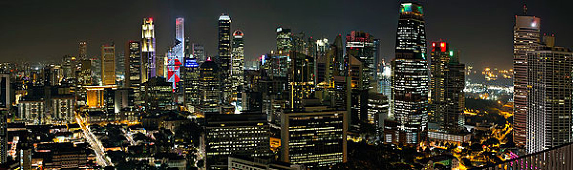新加坡,金融区,天际线,夜晚