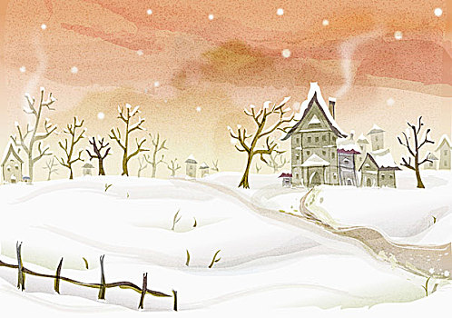 雪,插畫