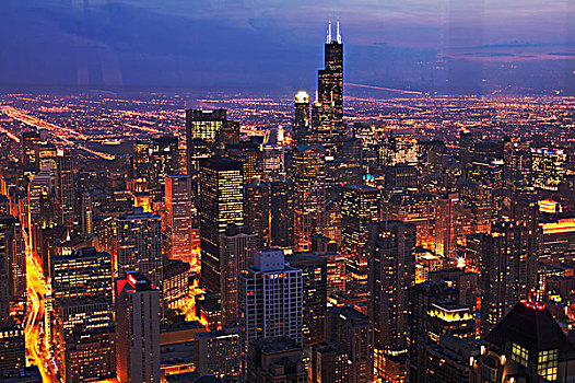 芝加哥,城市,夜晚